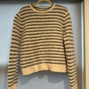 Madewell Gray and Cream Striped Sweater